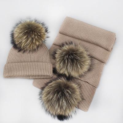 China COMMON Winter Keep Warm Fur Knit Hat Red Knitted Hat For Women Neak Scarf Knitted Hat Costume for sale