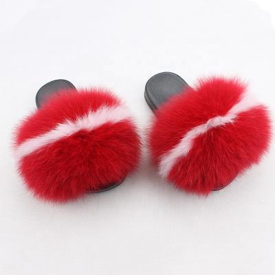 China 94-131 Children's CUSHIONING Fur Slides Real Fox Fur Slides Slippers Kids Slipper With Fur for sale