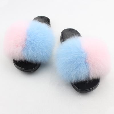 China CUSHIONING 39-80 Custom Real Logo Women Fox Fur Slippers Luxury Fur Slides Fur Slippers Fur Slides for sale