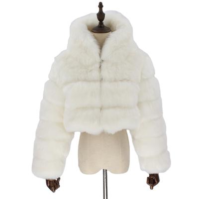 China Breathable White Custom Ladies Coat Women Winter Hooded Short Jackets And Coat Faux Fox Fur Coat for sale