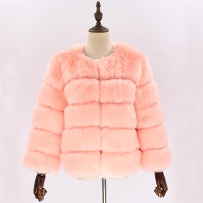 China Breathable Winter Coat Ladies Leather Patched Warm Splice Short Fur Coat Faux Fur Jackets Faux Fur Coat for sale