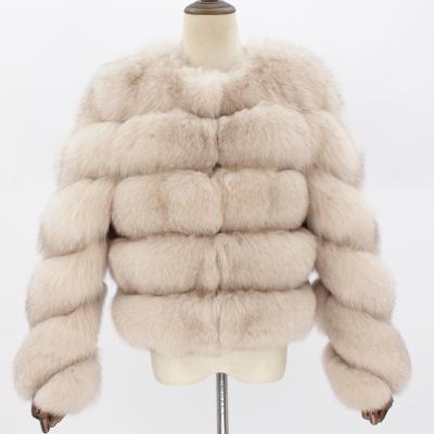 China Winter Lady Fur Coat Wholesale Fox Fur Coat Breathable Custom Made Leather Trim Women's Real Fox Fur Jacket for sale