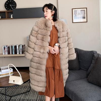 China 2020 New Camel Winter Jacket European Style Women's Rea Fox Fur Coat Long Breathable Fox Fur Coat for sale