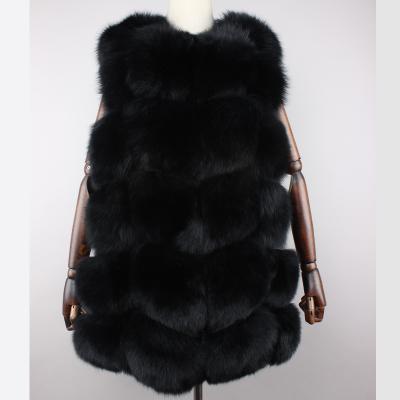 China Lady Fur Coat Wholesale Winter Warm Fox Fur Vest Women Breathable Custom Made Long Real Fox Fur Coat for sale