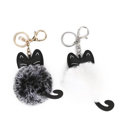 China Women's Bag Pendant Cute Cat Ball Key Chain Creative Pu Version Plush Ball Korean Fashion Manufacturers Directly for sale