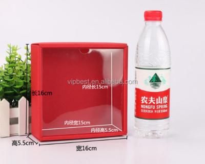 China Recycled Materials Red Paper Box With PVC Window Custom Packaging Box for sale