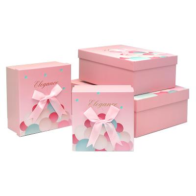 China Recycled Materials Customized Paper Rectangular Large Pink Gift Boxes for sale