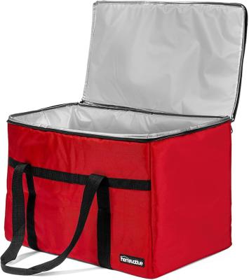 China 2021 Professional Manufacturer Red Sturdy Insulated Square Food Grocery Delivery Cooler Bag Waterproof Large for sale