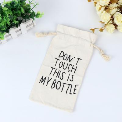 China 100% Best Sale Canvas Storage Gift Glass Bottle Black Eco-friendly Cotton Drawstring Bags for sale