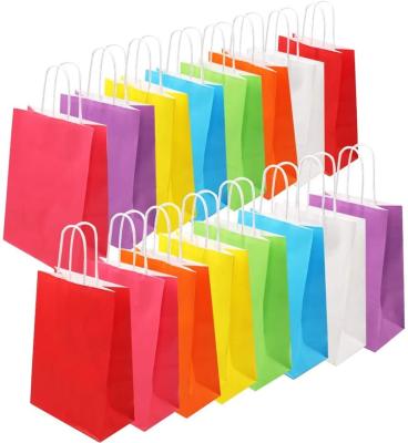 China Wholesale Recyclable Porcelain 32 Pieces 8 Color Bulk Rainbow Favor Paper Bags With Handles For DIY Candy at Birthday Parties for sale