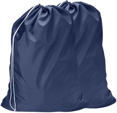 China 100% Pretty Colorful Eco-friendly Strong Durable Nylon Drawstring Laundry Hamper Bag Navy Blue Packaging Eco-Friendly for sale