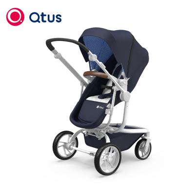 China TASLON QTUS Normal Baby Stroller, Big PU Wheels with Premium Suspension System, All Terrain, 2-in-1 Bassinet, Blue White Frame for sale