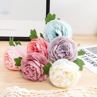 China 2022 Amazon silk + plastic top sells artificial flowers peony flower wedding decoration home flower for sale