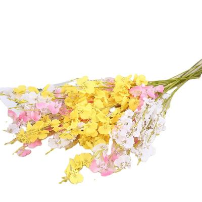 China 2022 Hot Sale 97cm Long Beautiful Dancing Orchid Dancing Orchid Bouquet Gift Yellow Orchid Colorful Wedding Artificial Home Decoration Hot for sale