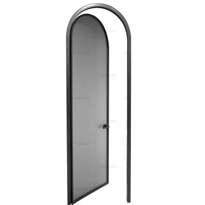 China Instime Rise Design Aluminum Alloy Slim Black Frame Sound Insulation New Gray Glass Swing Pivot Door Glazed Waterproof For Bedroom for sale