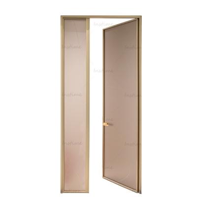 China French Interior and Bartroom of Gray Tempered Glass Aluminum Framed Front Steel Swing Door For Sound Instime Luxury Design for sale