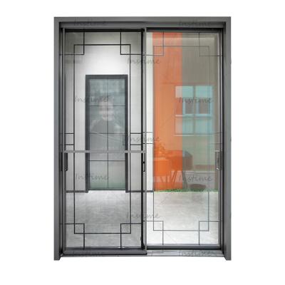 China Sound Insulation Instime Customized Aluminum Interior Silent Double Tempered Glass House Sliding Door For Villa for sale