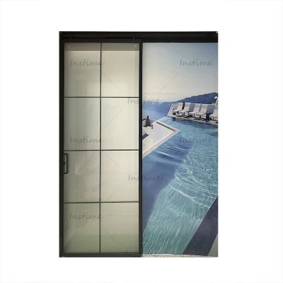 China Soundproof Instime NOIR Modern Design Barn Doors Balcony Interior Sliding Glass Door Soundproof For Bathroom for sale