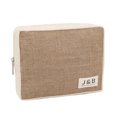 China NATIONAL 100% Natural Hemp Natural Burlap Toiletry Pouch Jute Towel Sanitary Pad Holder Storage Case With Private Logo Patch for sale