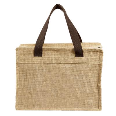 China Natural Eco-Friendly Handled Logo Printed Custom Jute Tote Shopping Bag Burlap Grocery Beach Bag for sale