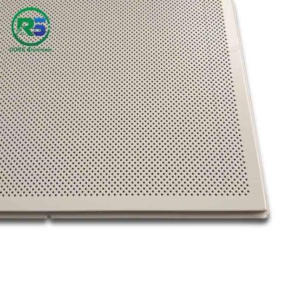 China Acoustic Fireproof 595 X 595mm Perforated Metal Ceiling Tiles With White Color for sale