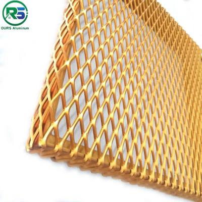 China Building Facade Cladding Ceiling Aluminum Expanded Sheet Decor Fancy Net Diamond Hexagonal Shap Hole for sale