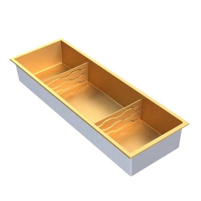 China New Design 304 Bathroom Gold Color Shower Wall Gold Color Three Layers Stainless Steel Modern Recess Metal Recessed Battlements for sale