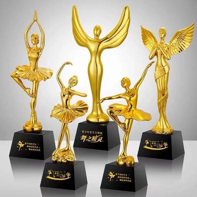 China Elegant Lady High Quality Gold Trophy Music Trophy Dancing Trophy Cup Souvenir Metal Figure for sale