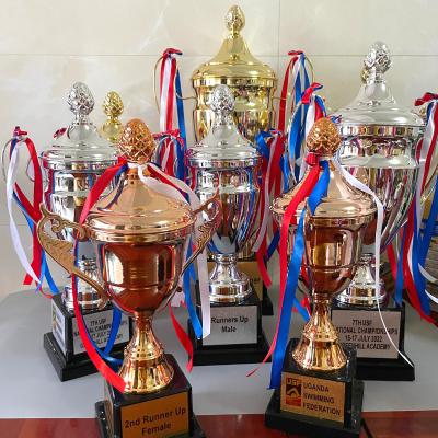 China Competition Factory Football Sport Award Soccer Trophy / Wholesale Metal Customized Trophy Cup for sale