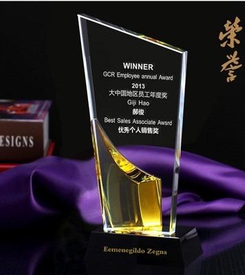 China Folk Art K9 Crystal Material High Quality Color Printing Crystal Award Glass Trophy for sale