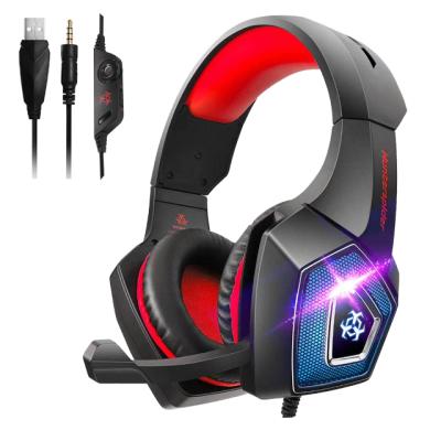 China Gaming Headsets With MIC Amazon Success 2020 V1 Wired PC Gamer Headphones RGB Led 7.1 Gaming Headset With Mic for sale