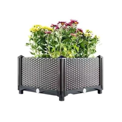 China Modern Plastic Rectangular Raised Bed Raised Plastic Outdoor Garden Vegetable Flower Herb Planter Box for sale