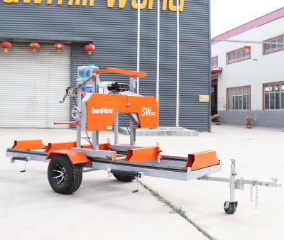 China Horizontal Gasoline Engine 15hp Portable Sawmill With 4m Trailer for sale