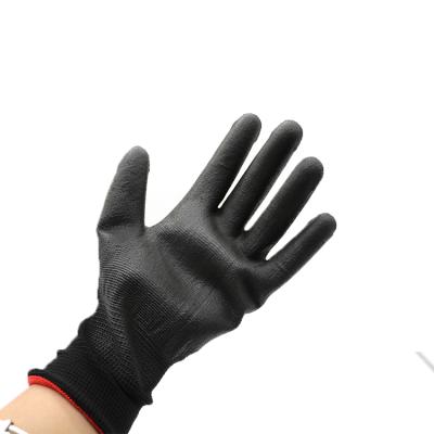 China Lightweight Black PU Coated Handle Gloves Builders Construction Mechanic PU Gloves for sale