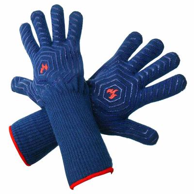 China Customized Good Quality BBQ Heat Resistant 1472F Oven Non Slip Silicone Heat Resistant Gloves For Kitchen Stand for sale