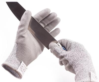 China Anti-cut / Abrasives EN388 Level 5 Cut HPPE Knitted PU Palms Safety Cut Resistant Hand Gloves for sale