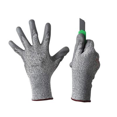 China Anti-Cut UHMWPE 5 Level Cut Resistant Glove Cut Proof Gloves Safety Working Hand Protection PU Gloves for sale