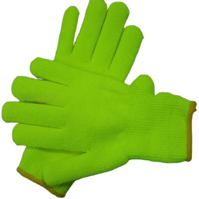 China Seamless Fluorescent Green Warm Knit Thermal Winter Acrylic Terry Gloves for sale