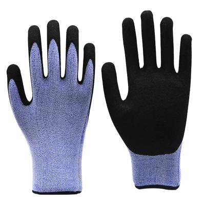 China Water Proof Nylon Spandex Sandy Nitrile Palm Coated Glove Black 15 Gauge for sale