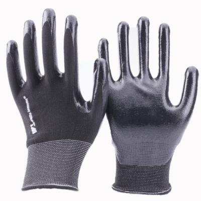 China Black Nitrile Gloves 13G Black Kint Nitrile Coated Gloves Liquid-Resistance Gloves Nitrile Gloves for sale