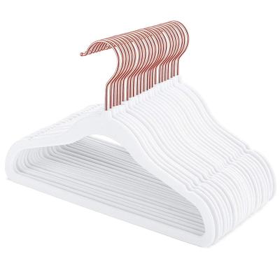 China Suit Hanger Rack Durable Velvet Ivory Non-Slip Rose Gold 20 Pack for sale