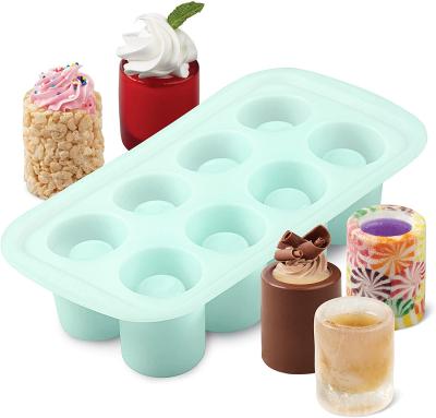 China Hot Sale Round Shot Glass Mold 8-Cavity Disposable Silicon Ice Cube Tray With Lid for sale