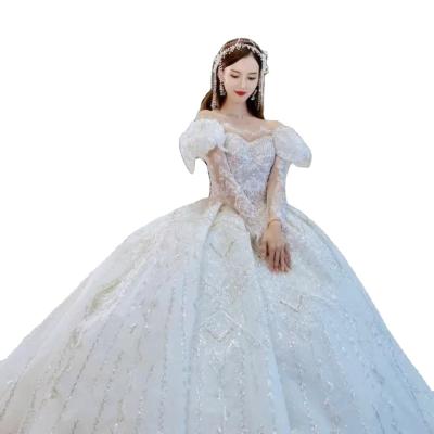 China Feishiluo Bridal Sweetheart Lace Applique Wedding Dress Breathable High Quality Long Train for sale