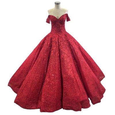 China Breathable Wholesale Bridal Luxury Ball Gown Lace Ball Gown Wedding Dress For Women Fashion Dress Floor Length for sale