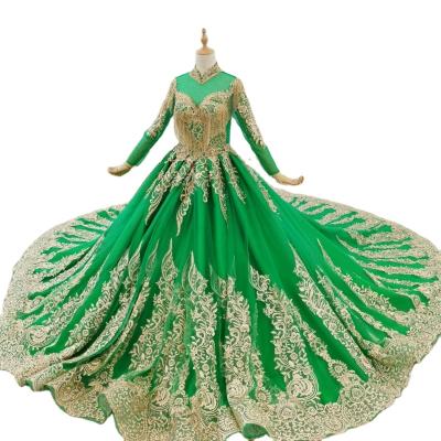 China Wholesale High Quality Muslim Green Breathable Luxury Ball Gown Lace Ball Gown Wedding Bridal Bridal Wedding Gowns Full Large for sale