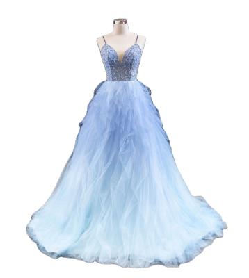 China Feishiluo Breathable Strapless Backless Slim Prom Dresses For Wedding Dress Elegant Blue Women's Evening Dresses for sale