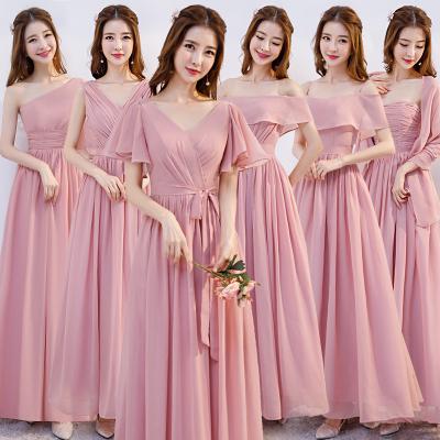 China New Desingn Breathable Pink Chiffon Bridesmaid Dresses Simple A-line Women Formal Dress Cheap Party Dresses for sale