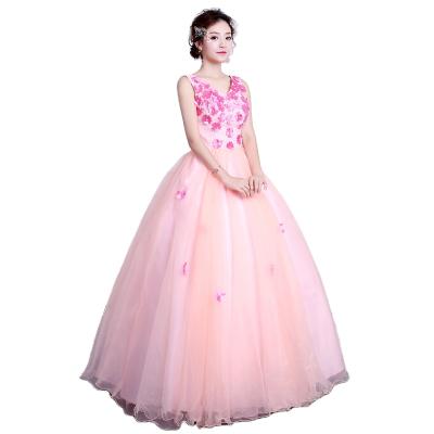 China Elegan Breathable Illusion Lace Bridal Gown Long Sleeveless Ball Gown Wedding Party Prom Dress for sale