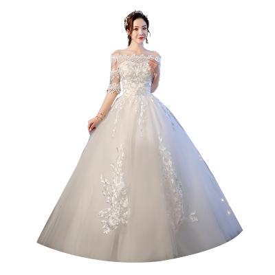 China Women Breathable Ball Gown Bridal Off Shoulder Half Sleeves Vintage Ball Gown Cheap Wholesale Wedding Dress for sale