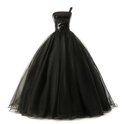 China Wholesale Breathable Black Sequin&Tulle Wedding Dress Party Prom Dress Floor Length Breathable Dresses For Woemen Evening Dress for sale